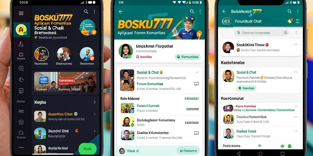 Tampilan antarmuka aplikasi Forum Komunitas BOSKU777 yang user-friendly.