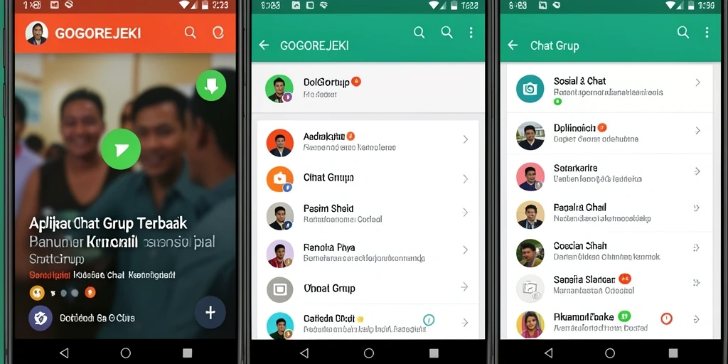 Tampilan antarmuka aplikasi GOGOREJEKI dengan fitur Chat Grup yang menarik.