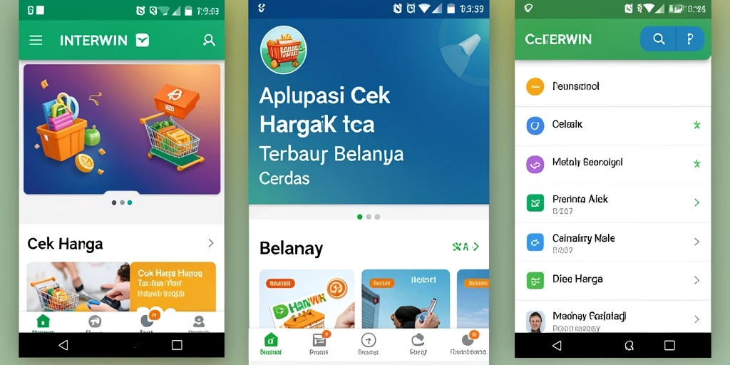 Tampilan utama INTERWIN dengan fitur Cek Harga yang menarik.