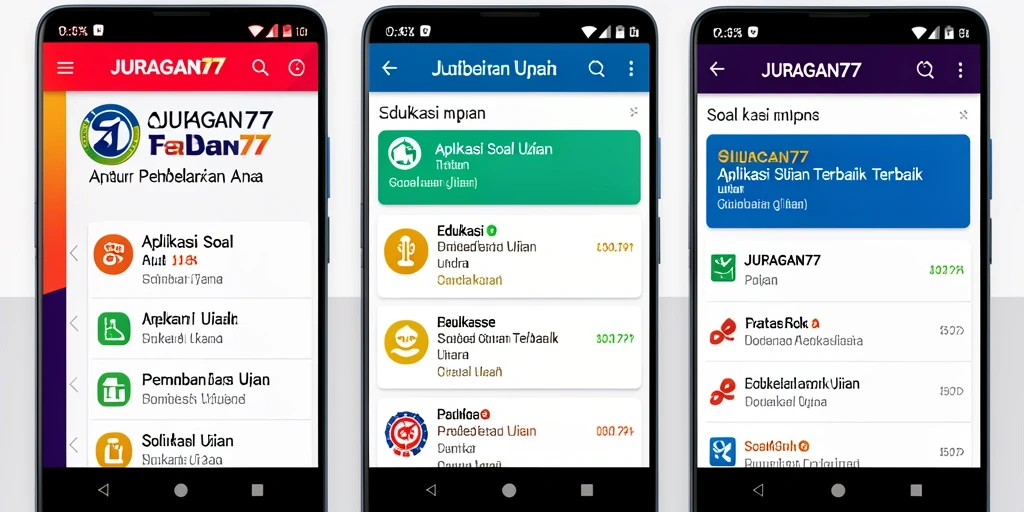 Antarmuka JURAGAN77 yang sederhana dan informatif untuk Soal Ujian.