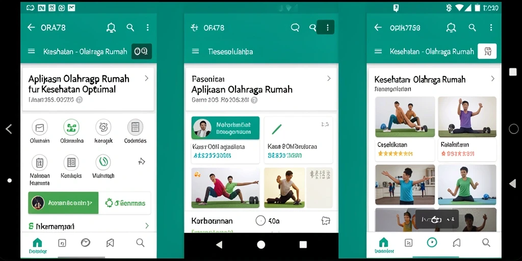 Antarmuka aplikasi ORA78 untuk olahraga di rumah.