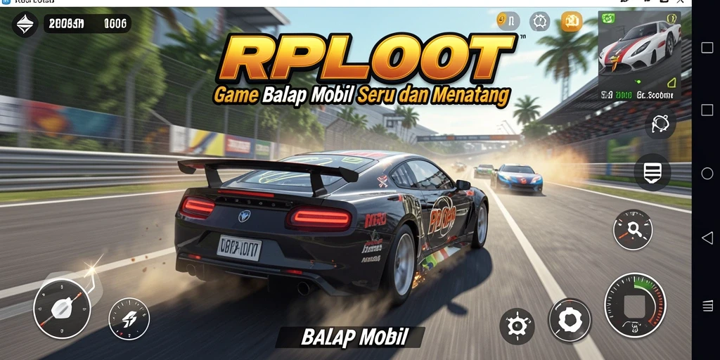 Screenshot utama RPLOOT menampilkan aksi balapan yang mendebarkan.